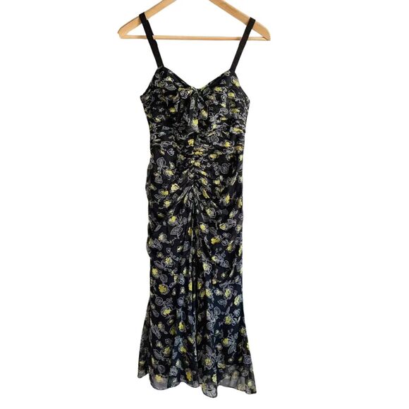 Cinq A Sept Margot Midi Dress 2 Black Floral NEW - Picture 3 of 9